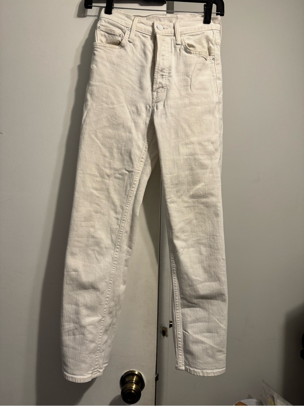 Mother the Tomcat White High-Rise Straight Jeans